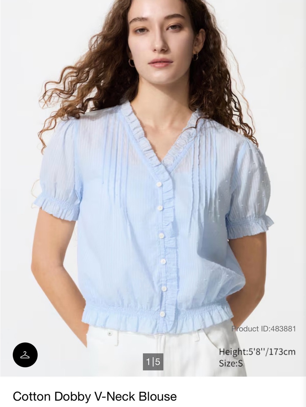 Uniqlo Light Blue Pintuck V-Neck Blouse